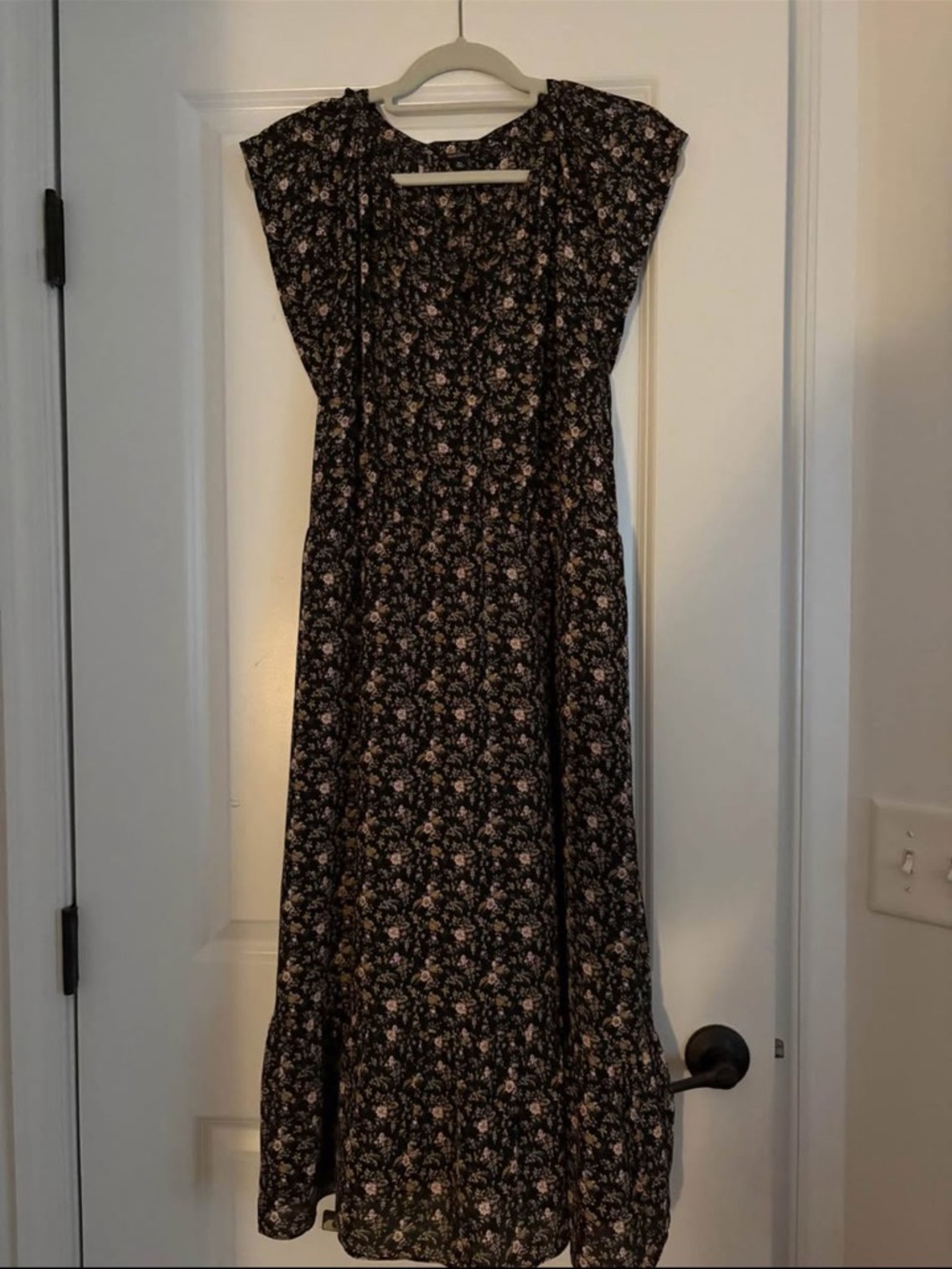 J. Crew Factory Black Midi Dress with Floral Print